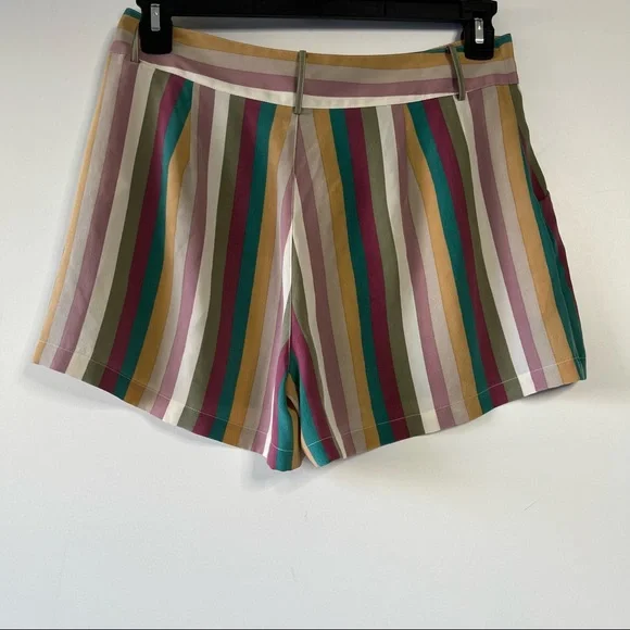 SOLD silk Gigi Farrah flowy rainbow boho striped shorts - Picture 2 of 6